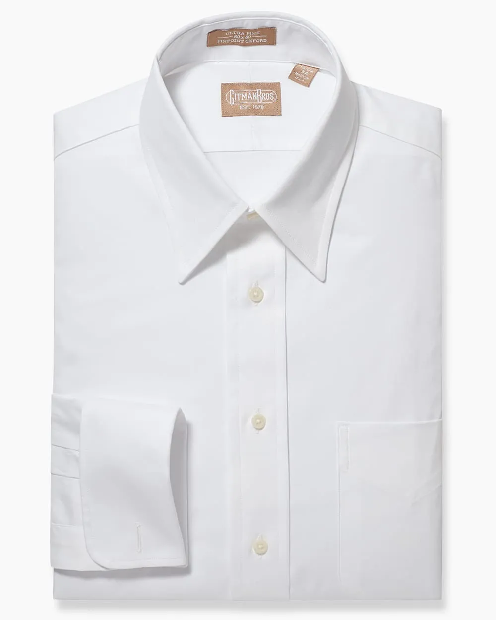 Point Collar Pinpoint French Cuff White - Big/Tall