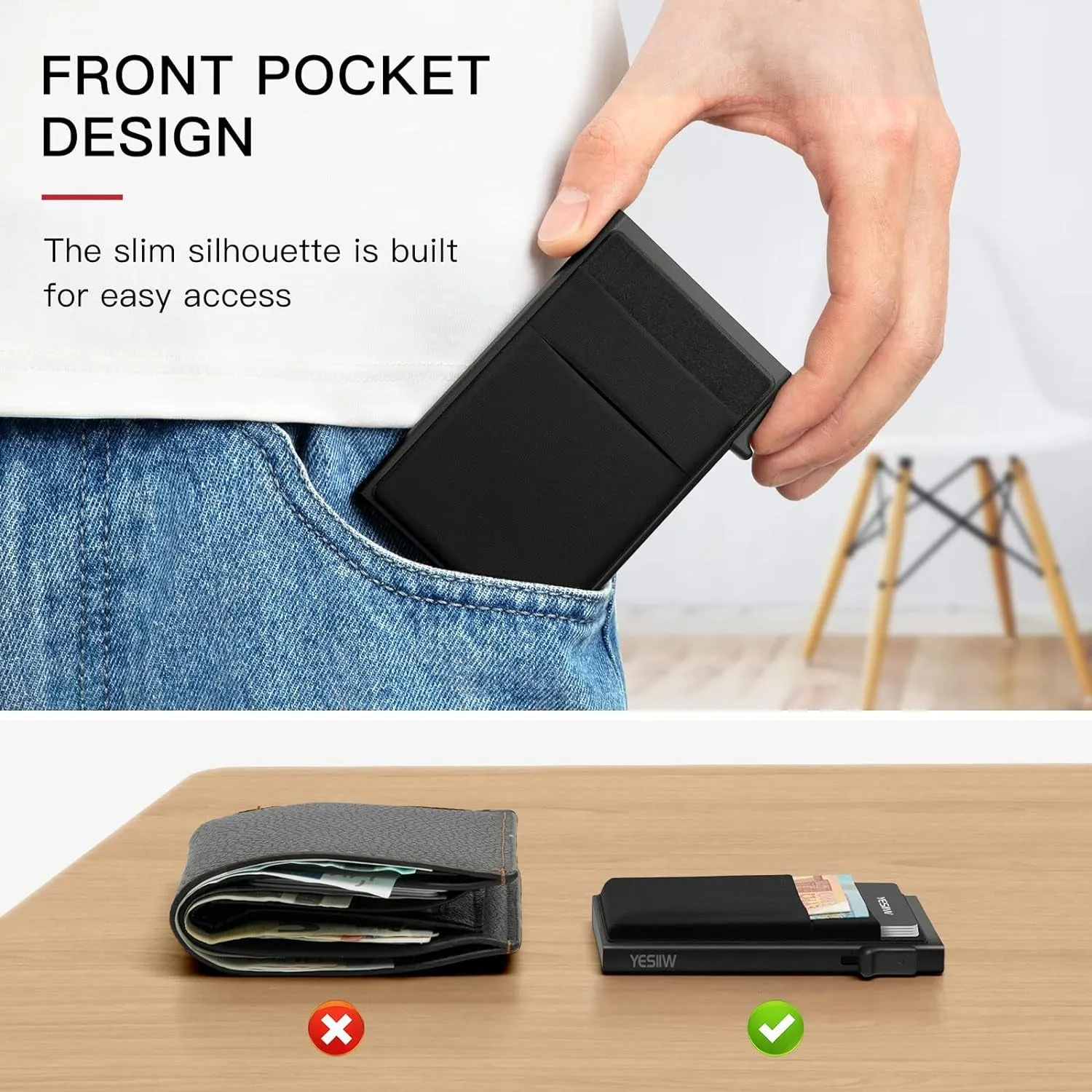 Pop up Business Card Holder for Men Minimalist Aluminum Wallet