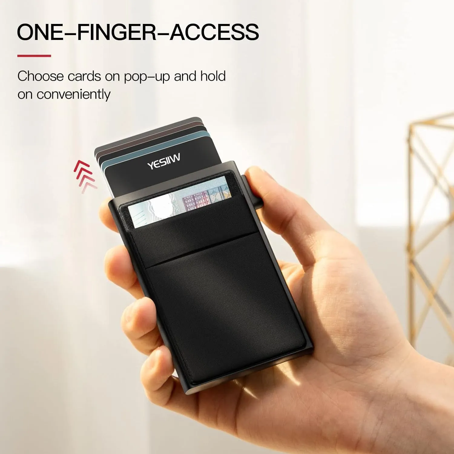 Pop up Business Card Holder for Men Minimalist Aluminum Wallet