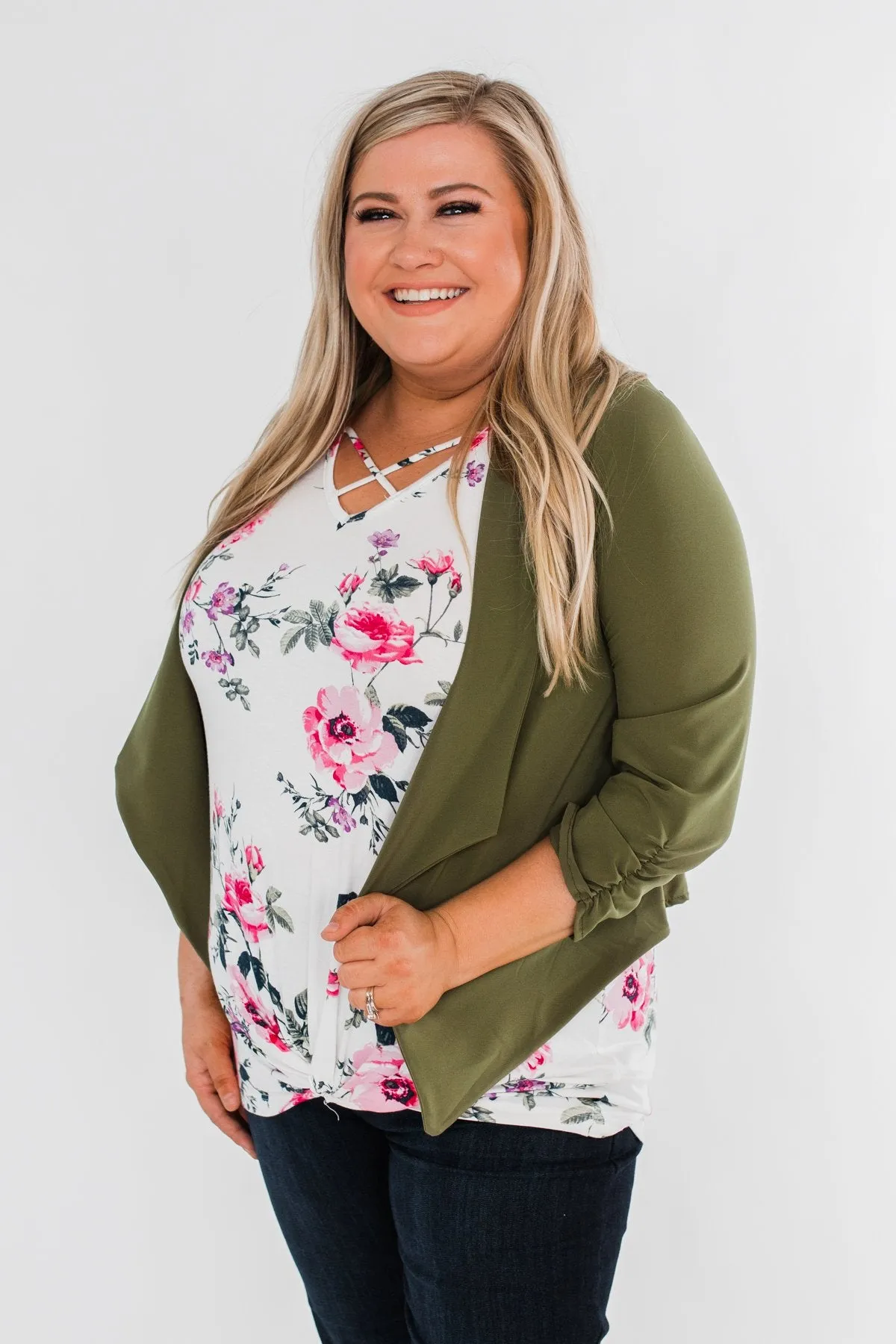 Pretty & Professional Blazer- Olive