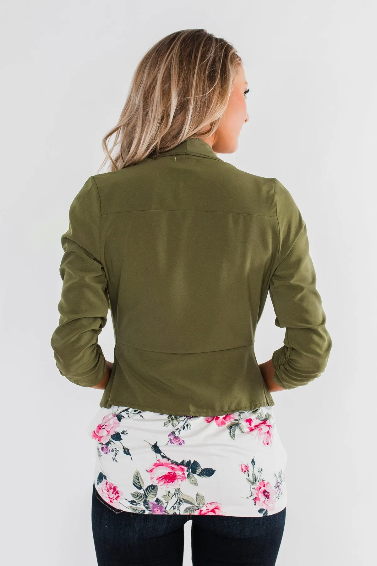 Pretty & Professional Blazer- Olive