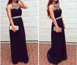 Prom Dress Black Long Beading Prom Dresses Evening Dresses
