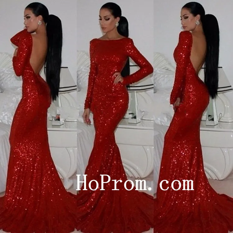 Red Sequin Prom Dresses,Floor Length Prom Dress,Evening Dress