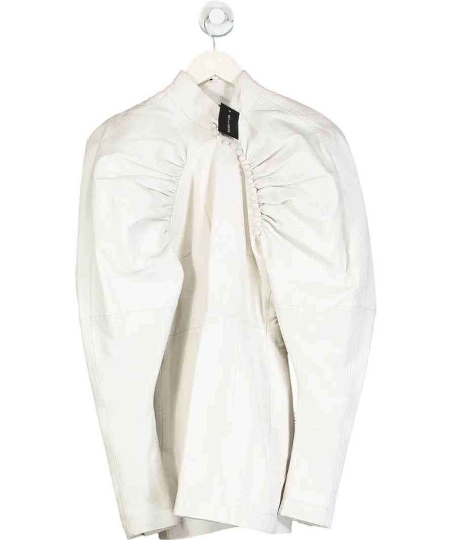 Rotate Birger Christensen Cream Kim Button Detailed Faux Leather Mini Dress UK 6