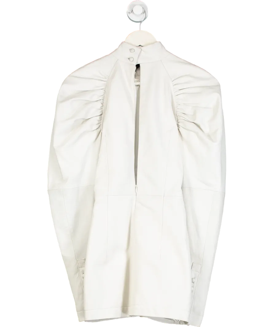 Rotate Birger Christensen Cream Kim Button Detailed Faux Leather Mini Dress UK 6