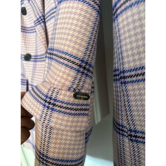Scotch &amp; Soda Blazer Plaid Oversized Double Breasted Blazer Pink Women's Small