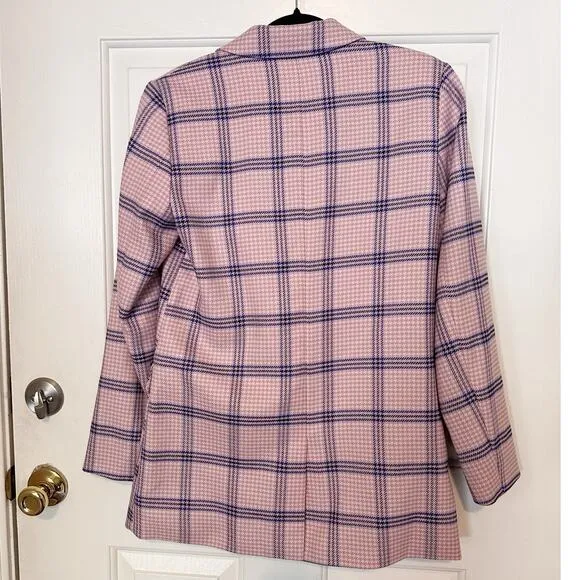 Scotch &amp; Soda Blazer Plaid Oversized Double Breasted Blazer Pink Women's Small