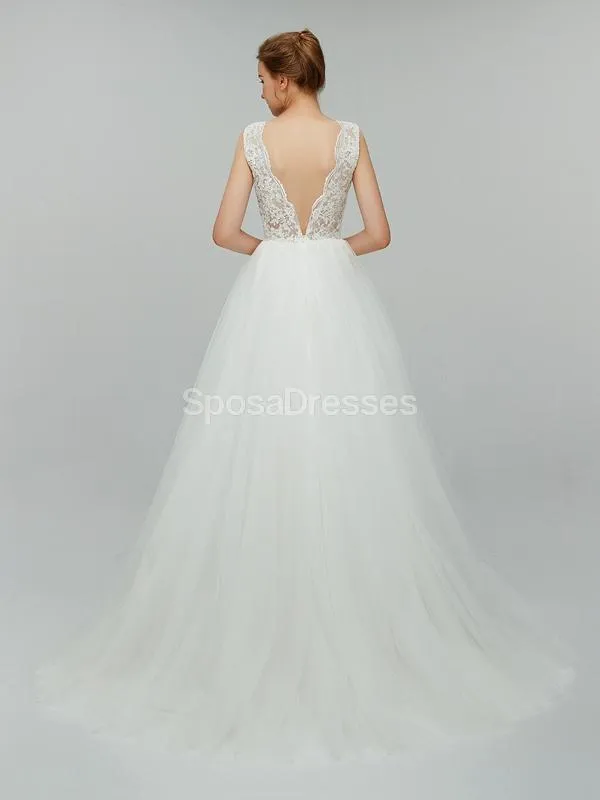 Sexy Backless Simple V-Neck Cheap Wedding Dresses Online, Cheap Bridal Dresses, WD552