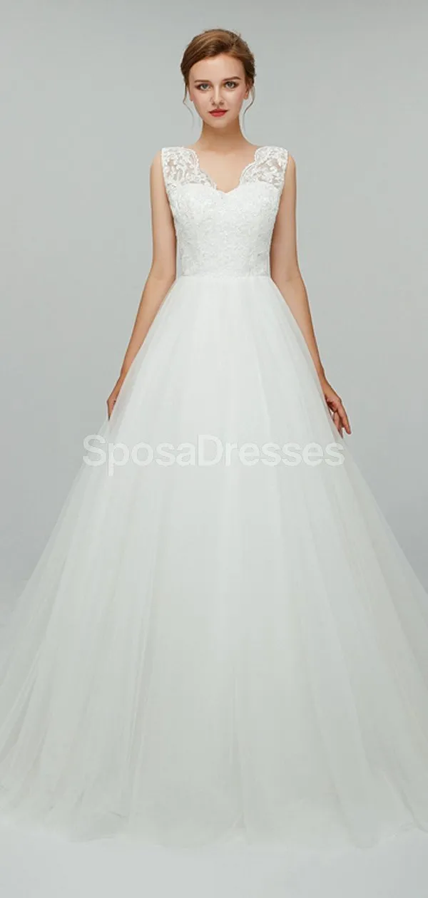 Sexy Backless Simple V-Neck Cheap Wedding Dresses Online, Cheap Bridal Dresses, WD552
