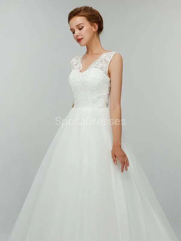 Sexy Backless Simple V-Neck Cheap Wedding Dresses Online, Cheap Bridal Dresses, WD552