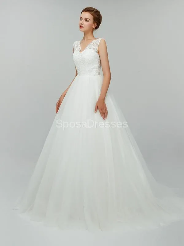 Sexy Backless Simple V-Neck Cheap Wedding Dresses Online, Cheap Bridal Dresses, WD552