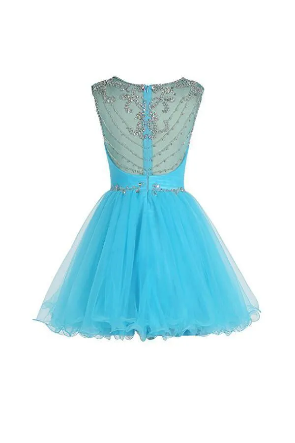 Short Homecoming Dress Scoop Tulle Prom Dress  PG061