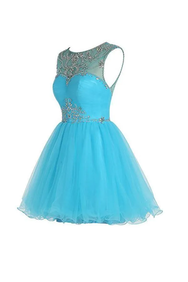Short Homecoming Dress Scoop Tulle Prom Dress  PG061