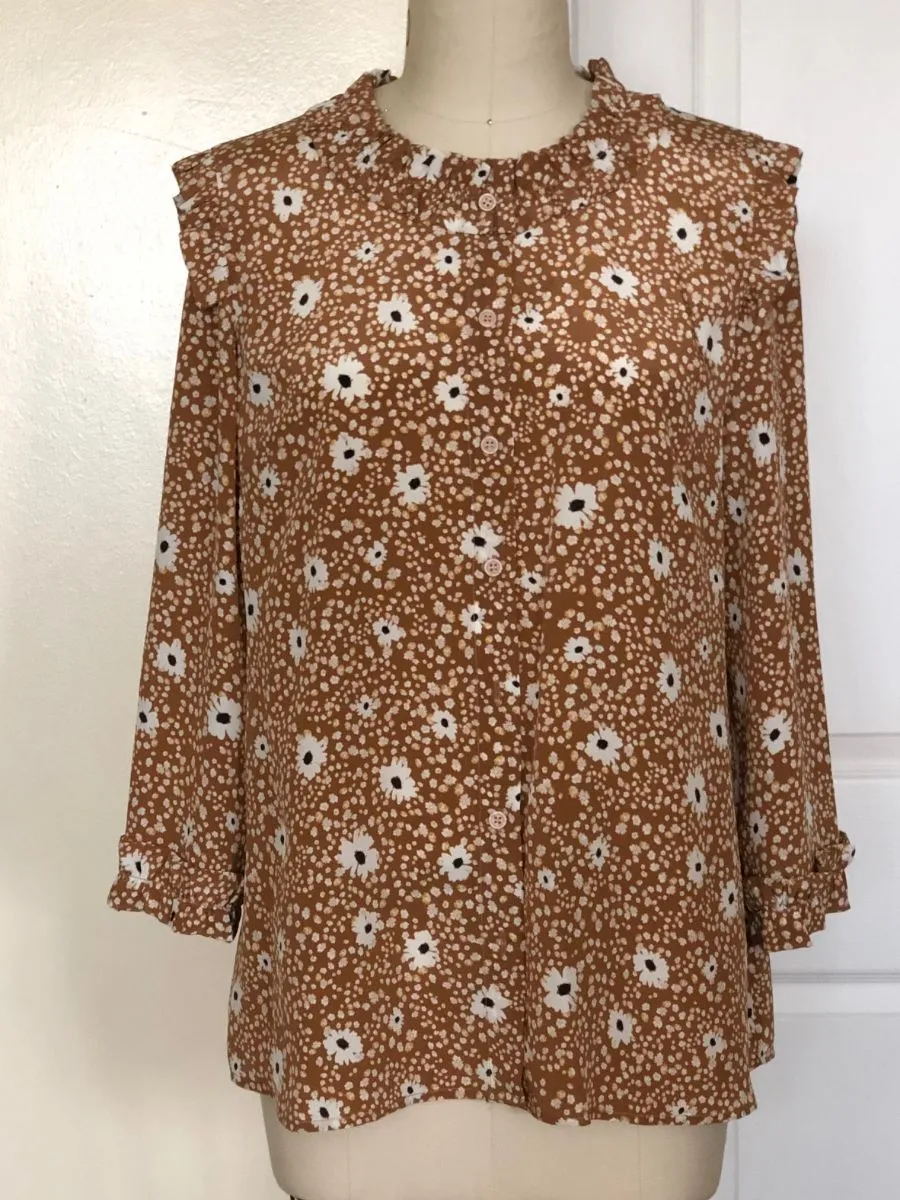 Silk Luxe Limited Edition Blouse with Mini Ruffle Detail ( Style# K101)