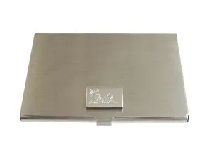 Silver Toned Etched Resting Tiger Business Card Holder