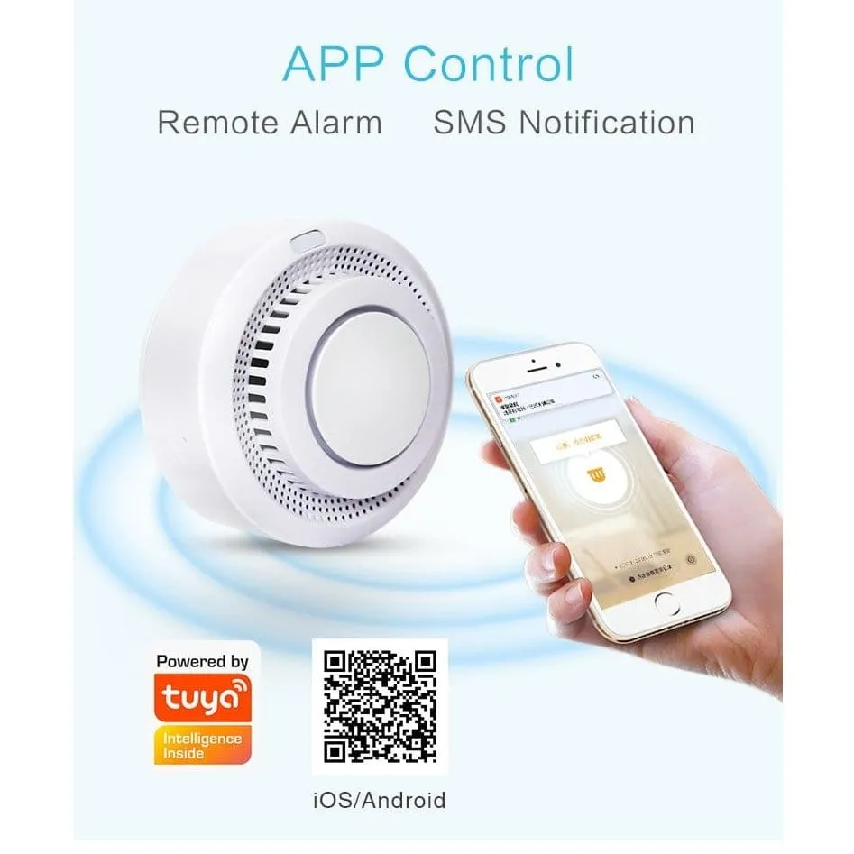 Smart Wi-Fi Photoelectric Smoke Alarm with Remote Alerts & Fire Protection