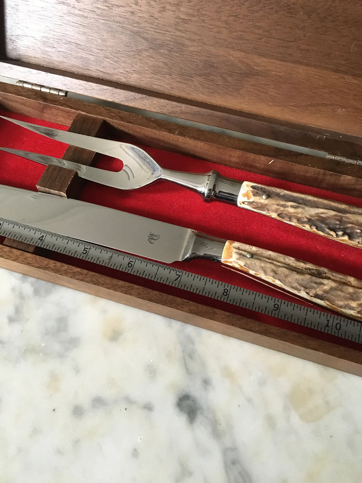 SOLD Vintage Abercrombie & Fitch Carving Set Horn and Steel