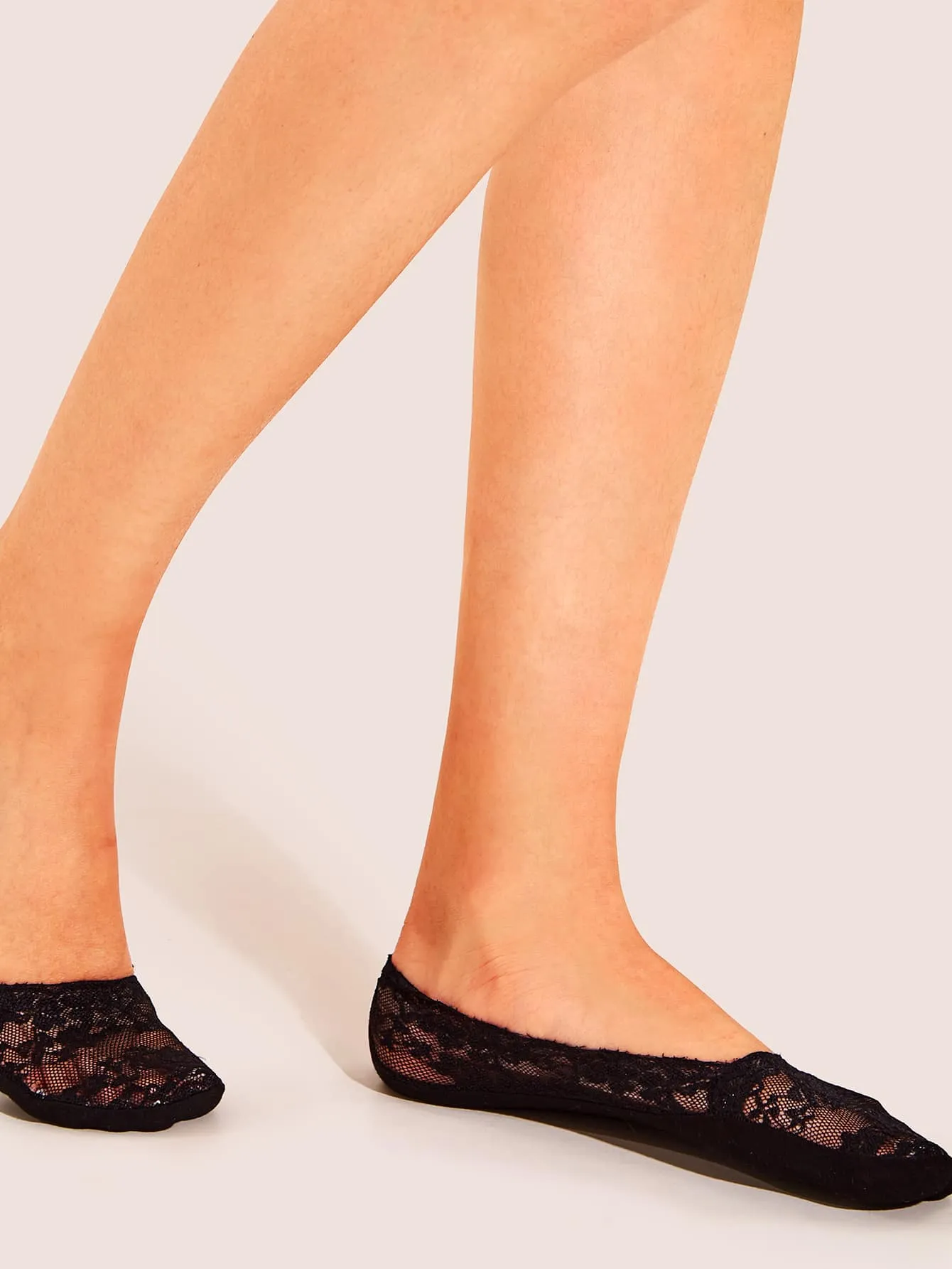 Solid Lace Invisible Socks 5pair - Multicolor