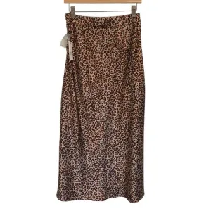 Something Navy Leopard Print Midi Slip Skirt Size Small Old Money Mob Wife Silky