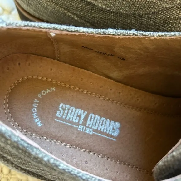 Stacy Adams Men's Eli Textured Canvas Lace-up Oxford in Tan/Gray - Size 11