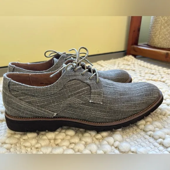 Stacy Adams Men's Eli Textured Canvas Lace-up Oxford in Tan/Gray - Size 11