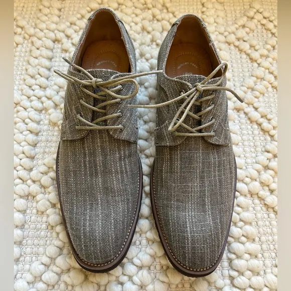 Stacy Adams Men's Eli Textured Canvas Lace-up Oxford in Tan/Gray - Size 11