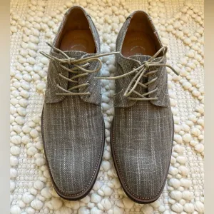 Stacy Adams Men's Eli Textured Canvas Lace-up Oxford in Tan/Gray - Size 11