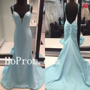 Straps Backless Prom Dresses,Satin Prom Dress,Evening Dress