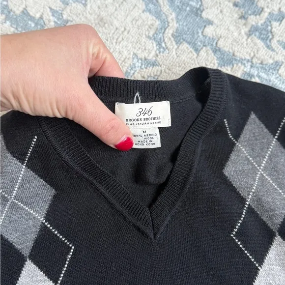 Super cool Neutral Brooks brothers 0 Marino wool Argyle sweater vest size M