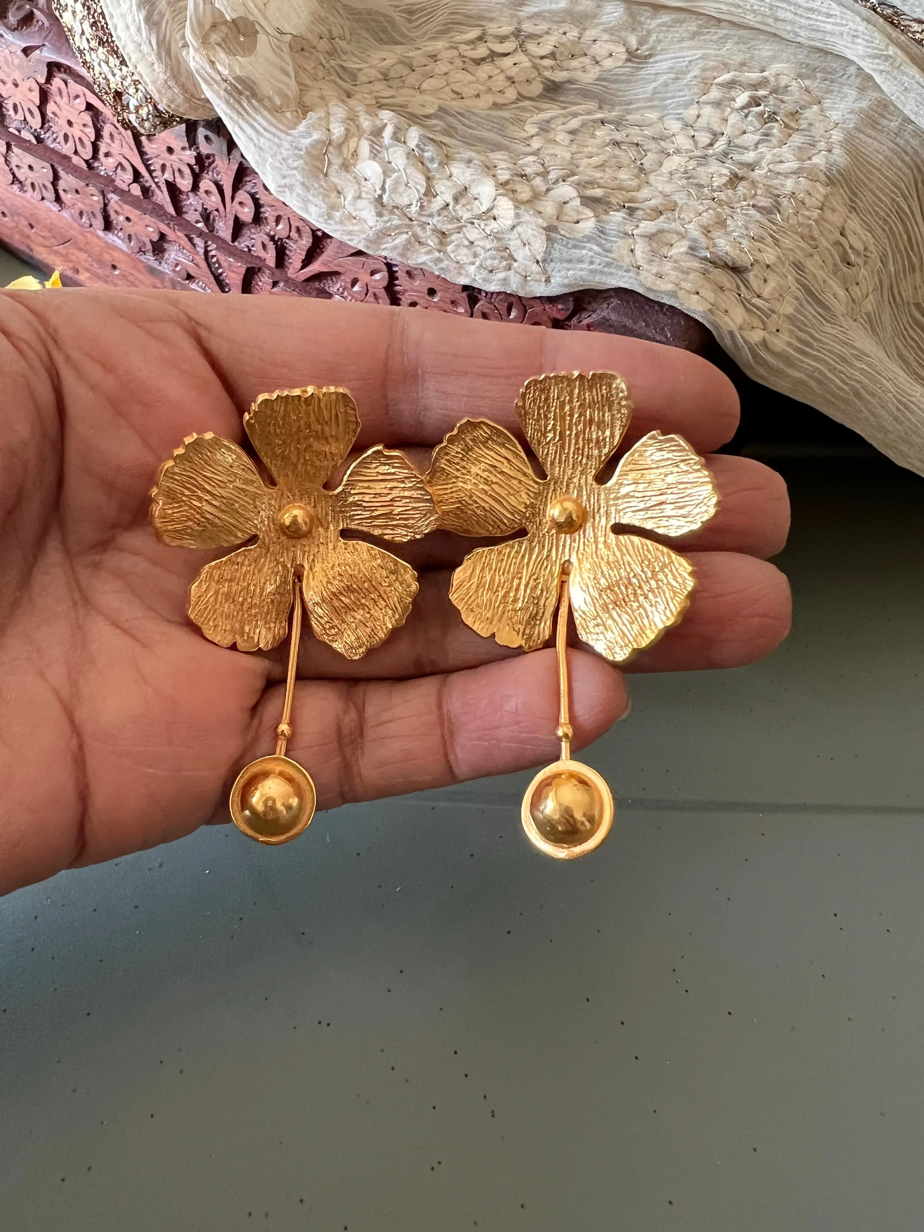 Textured Flower Earrings