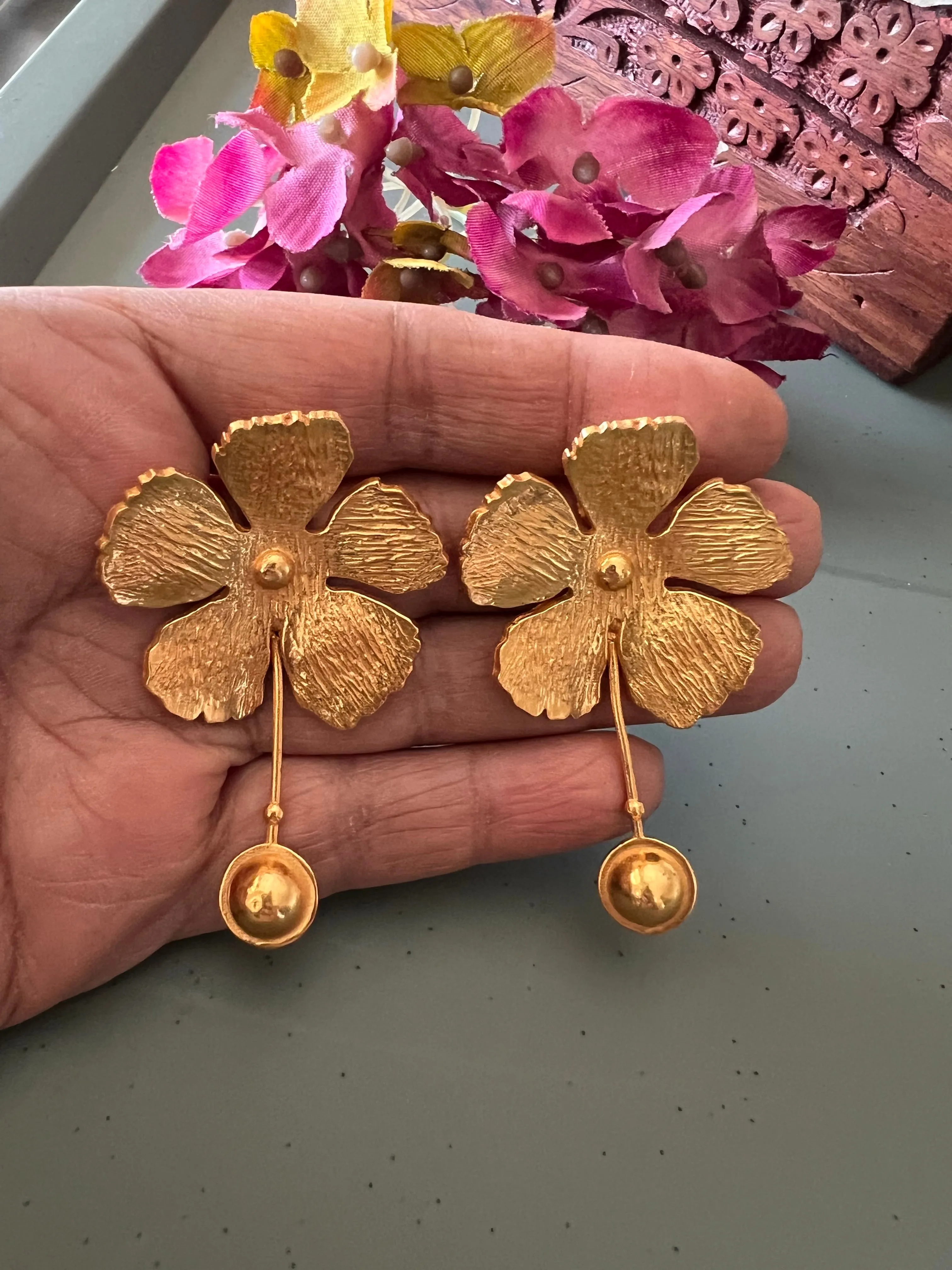 Textured Flower Earrings