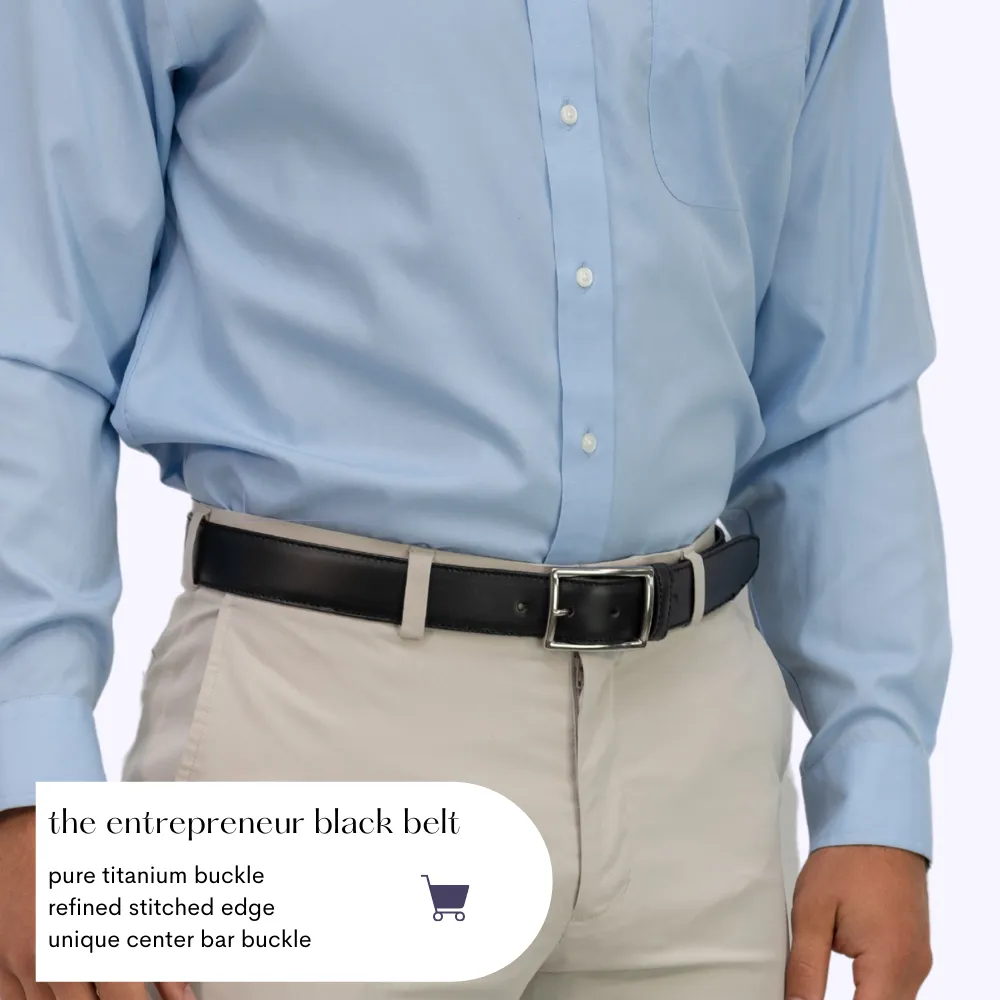 The Entrepreneur Titanium Black Leather Belt II by Nickel Smart®