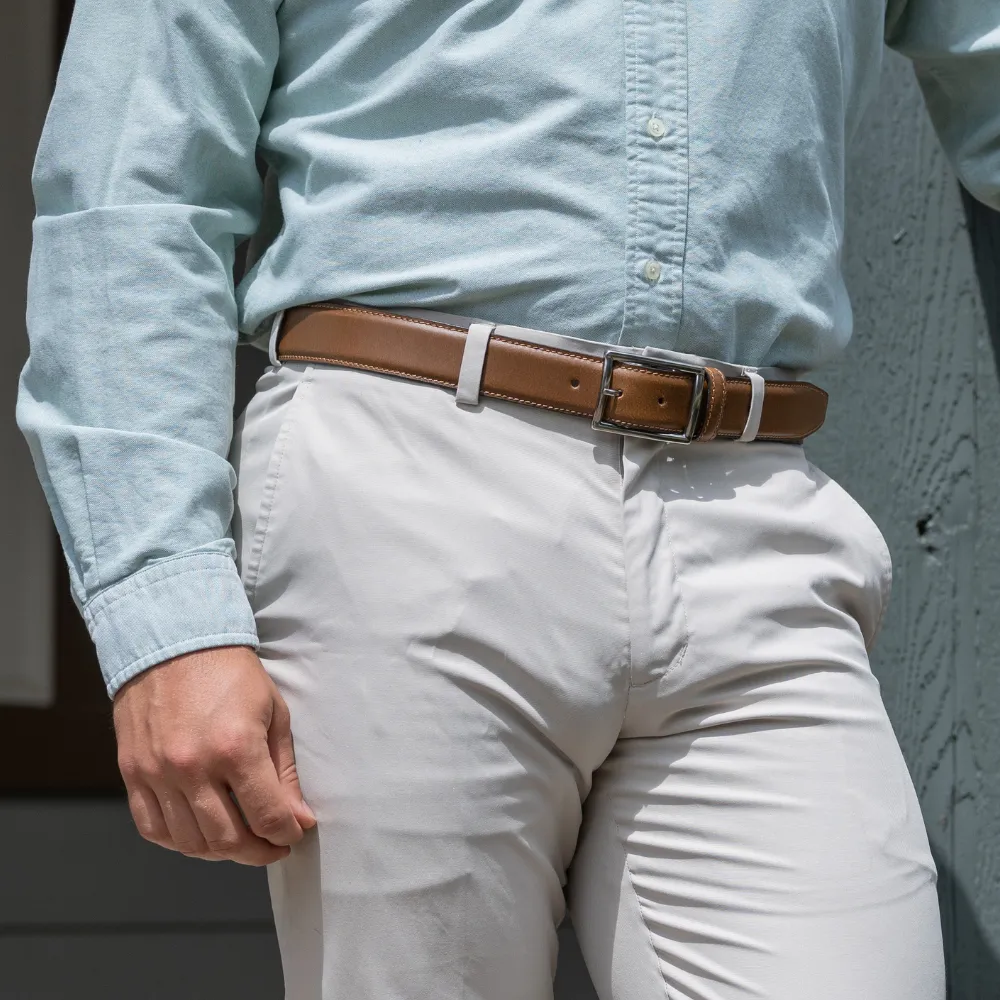 The Entrepreneur Titanium Tan Leather Belt by Nickel Smart®