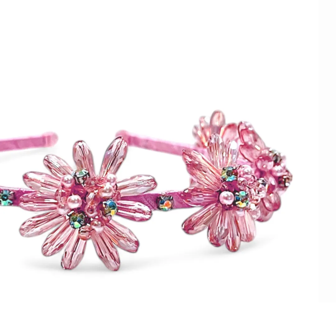 The Mia Luxury handmade girls crystal flower headband