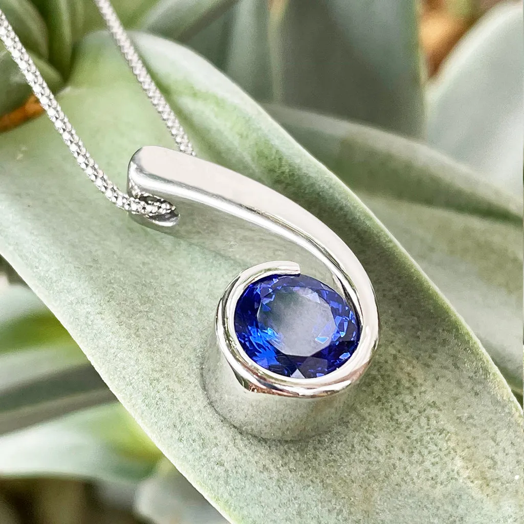 Unique Spiral Inspired Handcrafted Filigree Tanzanite Pendant