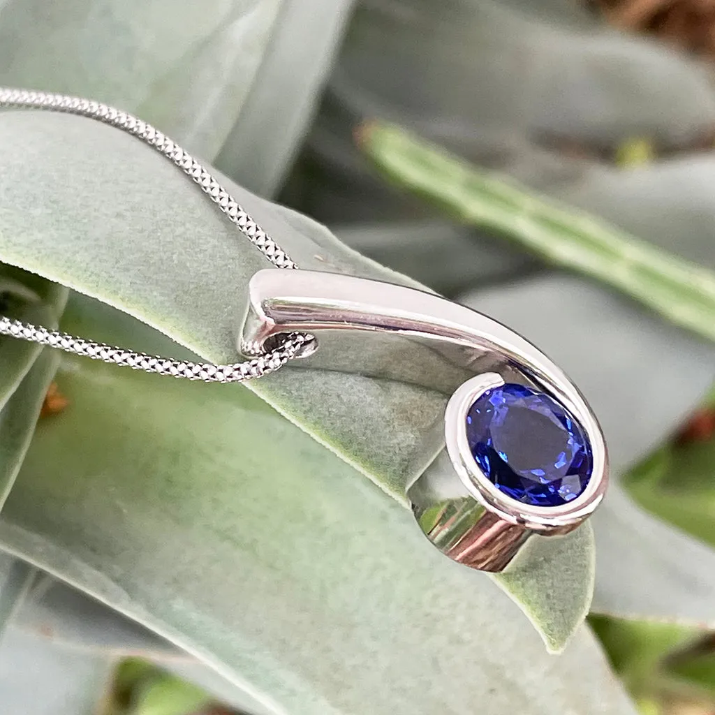 Unique Spiral Inspired Handcrafted Filigree Tanzanite Pendant