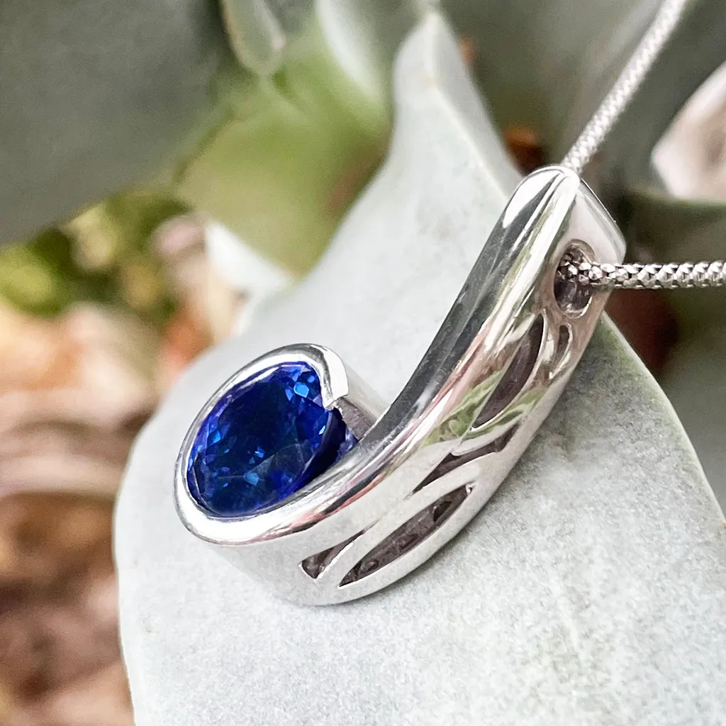 Unique Spiral Inspired Handcrafted Filigree Tanzanite Pendant