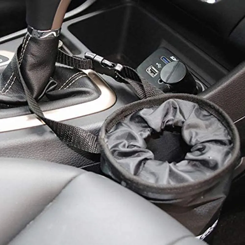 Universal Car Garbage Bag Back Seat Headrest Litter Trash Garbage Can (Black)