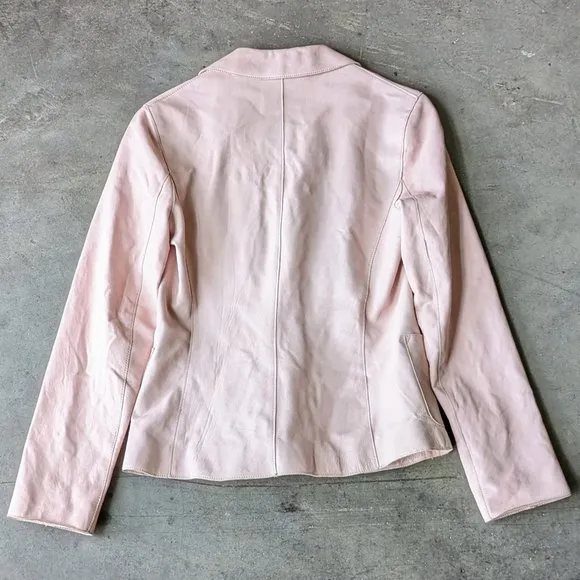 Vintage Episode Studio Pastel Pink Genuine Leather Blazer Jacket size 6