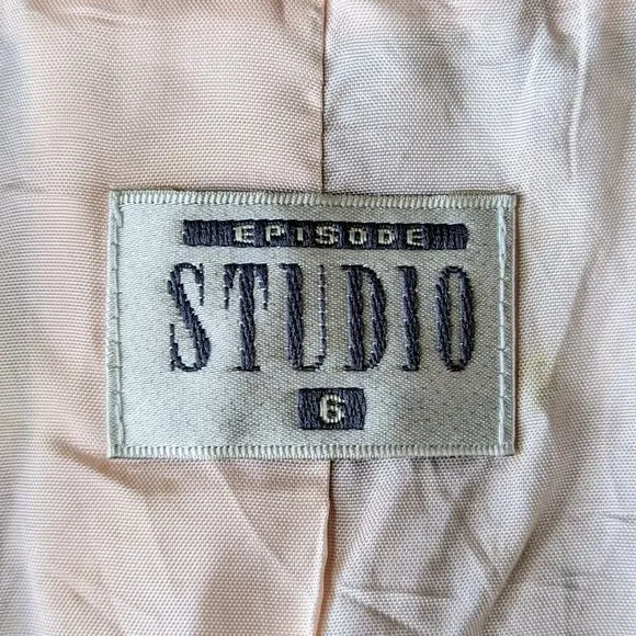 Vintage Episode Studio Pastel Pink Genuine Leather Blazer Jacket size 6