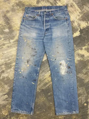 Vintage USA Made Levi 501 Premium Wash & Paint Denim Jeans (JYJ-0318)