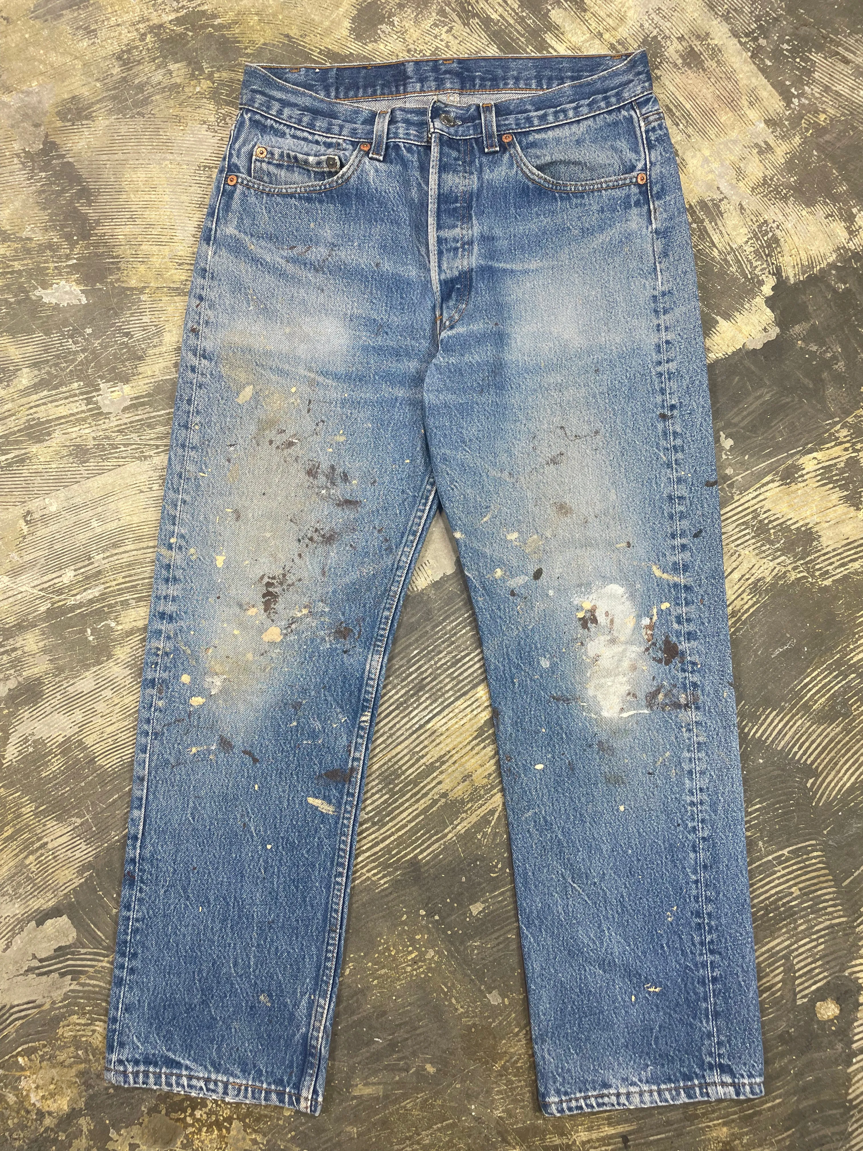Vintage USA Made Levi 501 Premium Wash & Paint Denim Jeans (JYJ-0318)