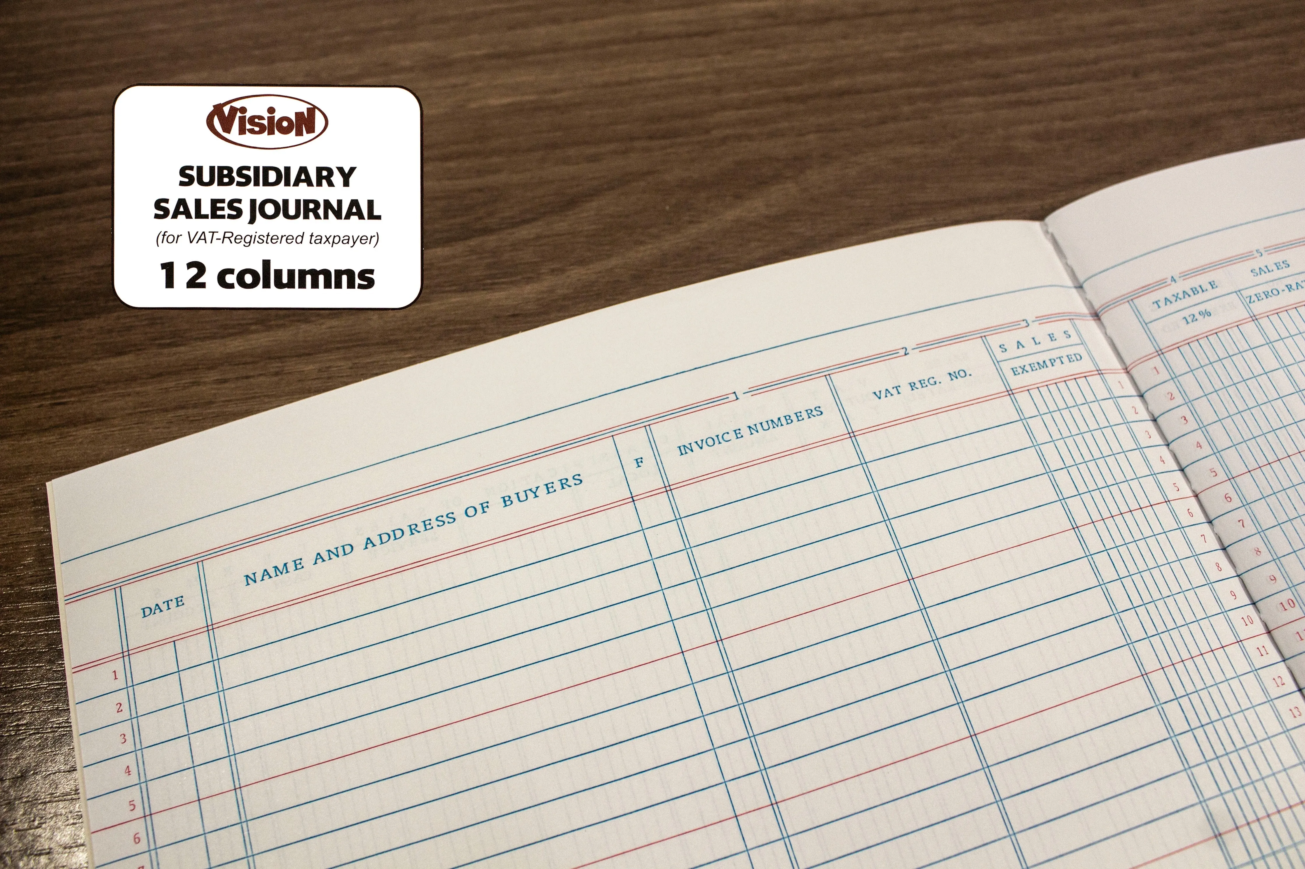 Vision Subsidiary Sales Journal | 10pcs 12 Columns