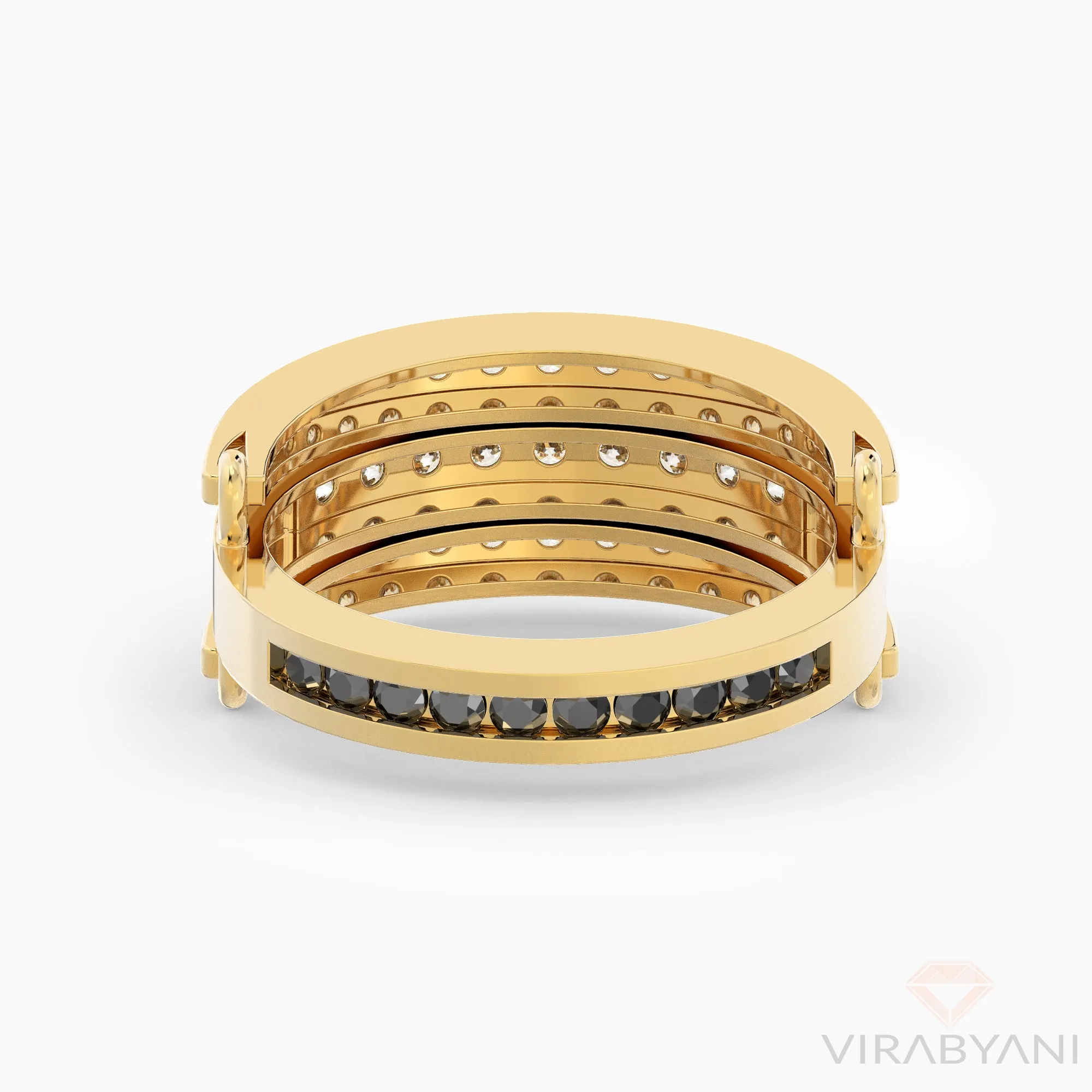 White & Black Diamond Two in One Band With Diamond Wings