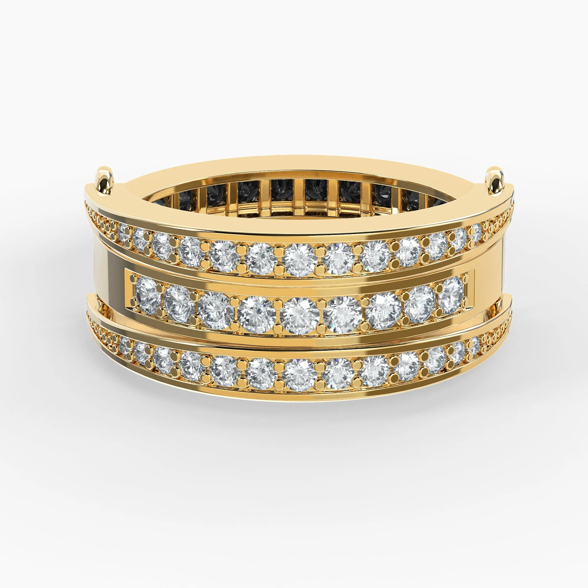 White & Black Diamond Two in One Band With Diamond Wings