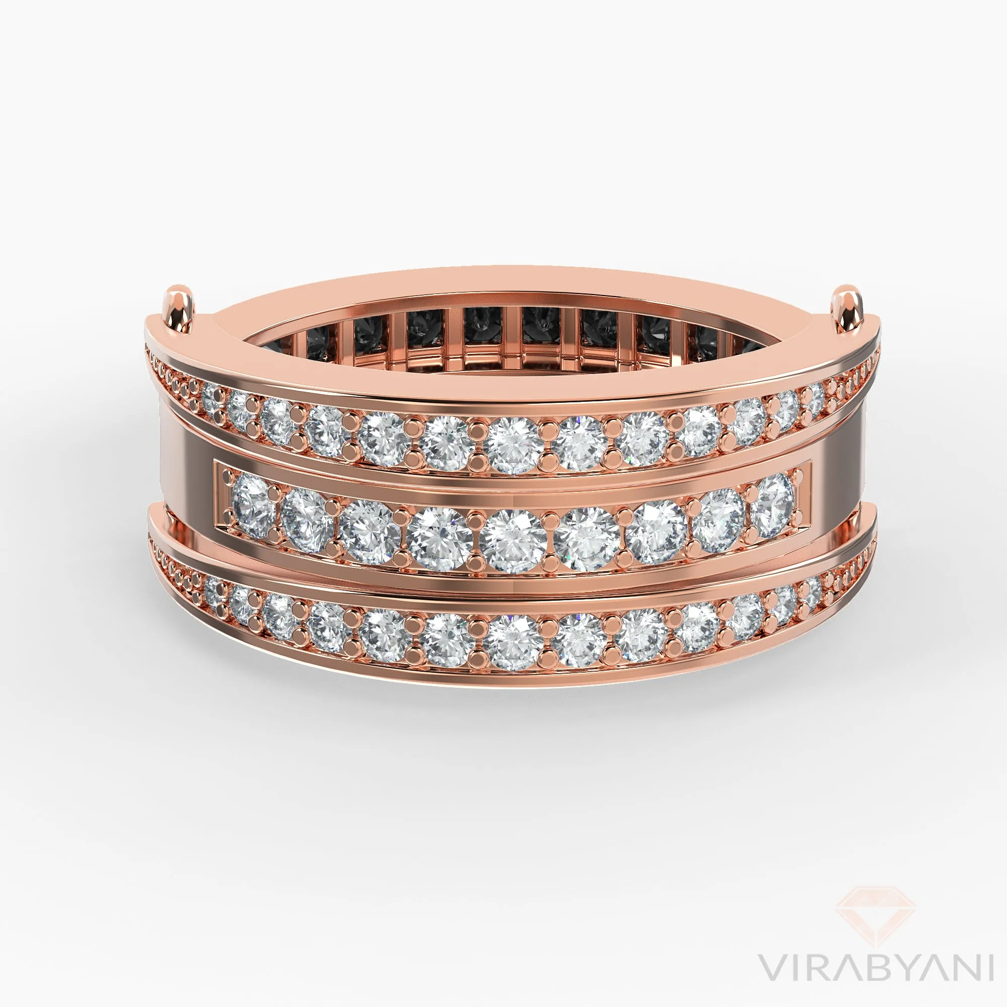 White & Black Diamond Two in One Band With Diamond Wings