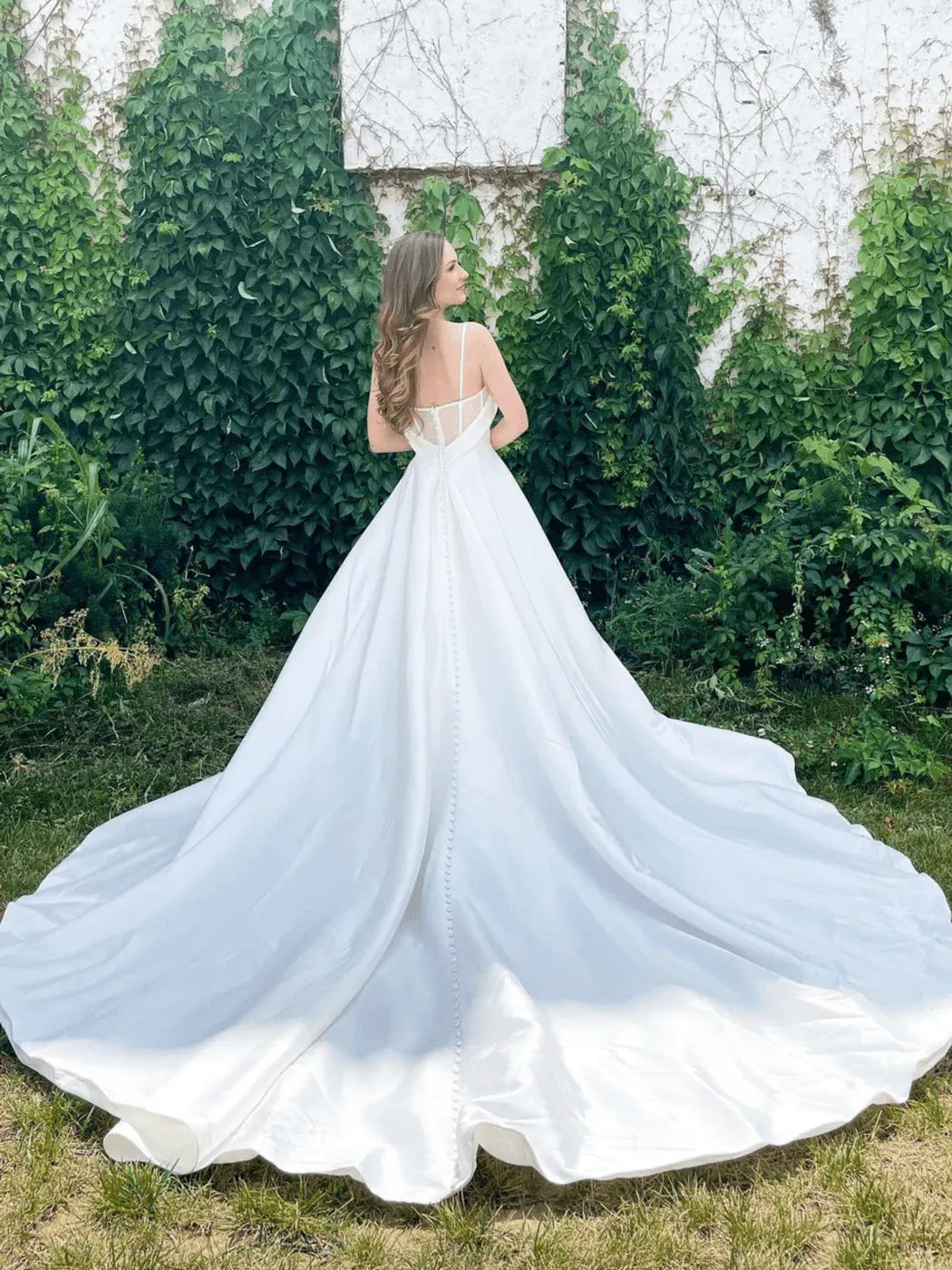 White Sweetheart Neck Satin Long Prom Dress, White Evening Dress TN311