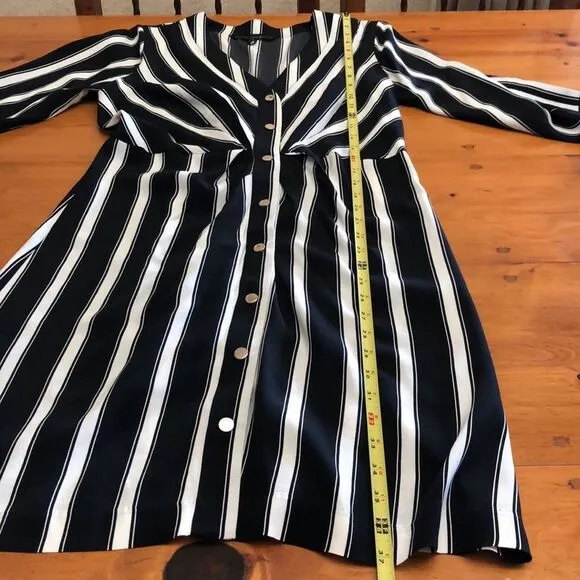 White House Black Market Stripped Gathered Waist Dress