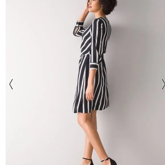 White House Black Market Stripped Gathered Waist Dress