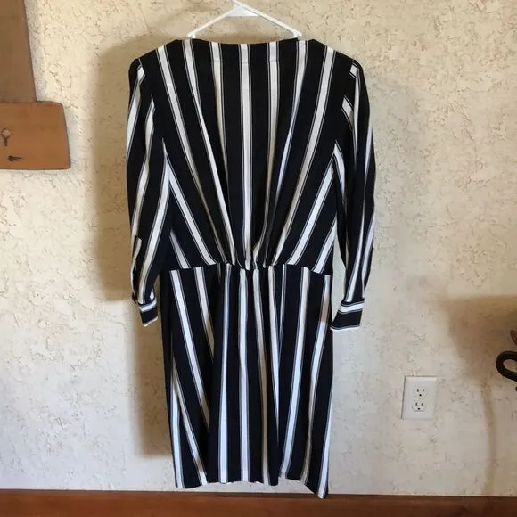 White House Black Market Stripped Gathered Waist Dress